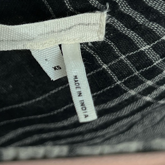 Anthropologie Floreat Plaid Embroidered Longline Tunic Top | Black/White | XS - Picture 7 of 9